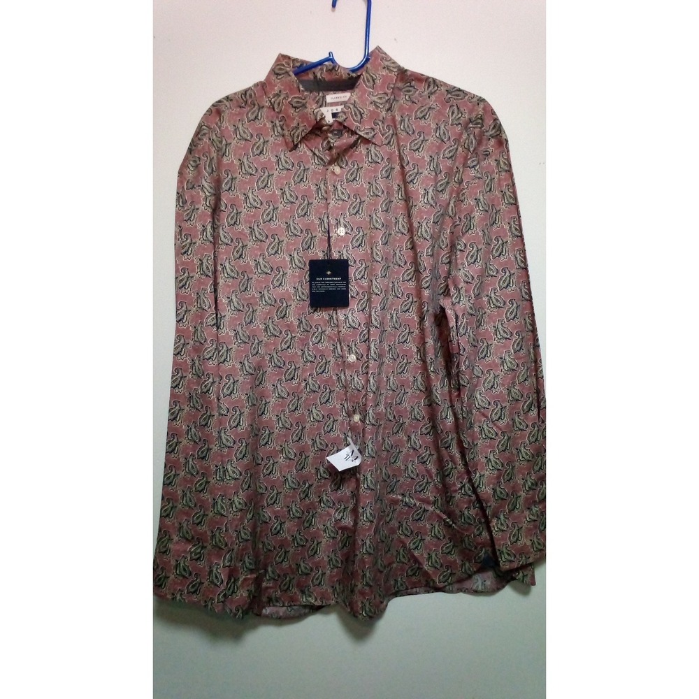 Joseph Abboud Classic Fit Shirt Men L Paisley Cotton Stretch New